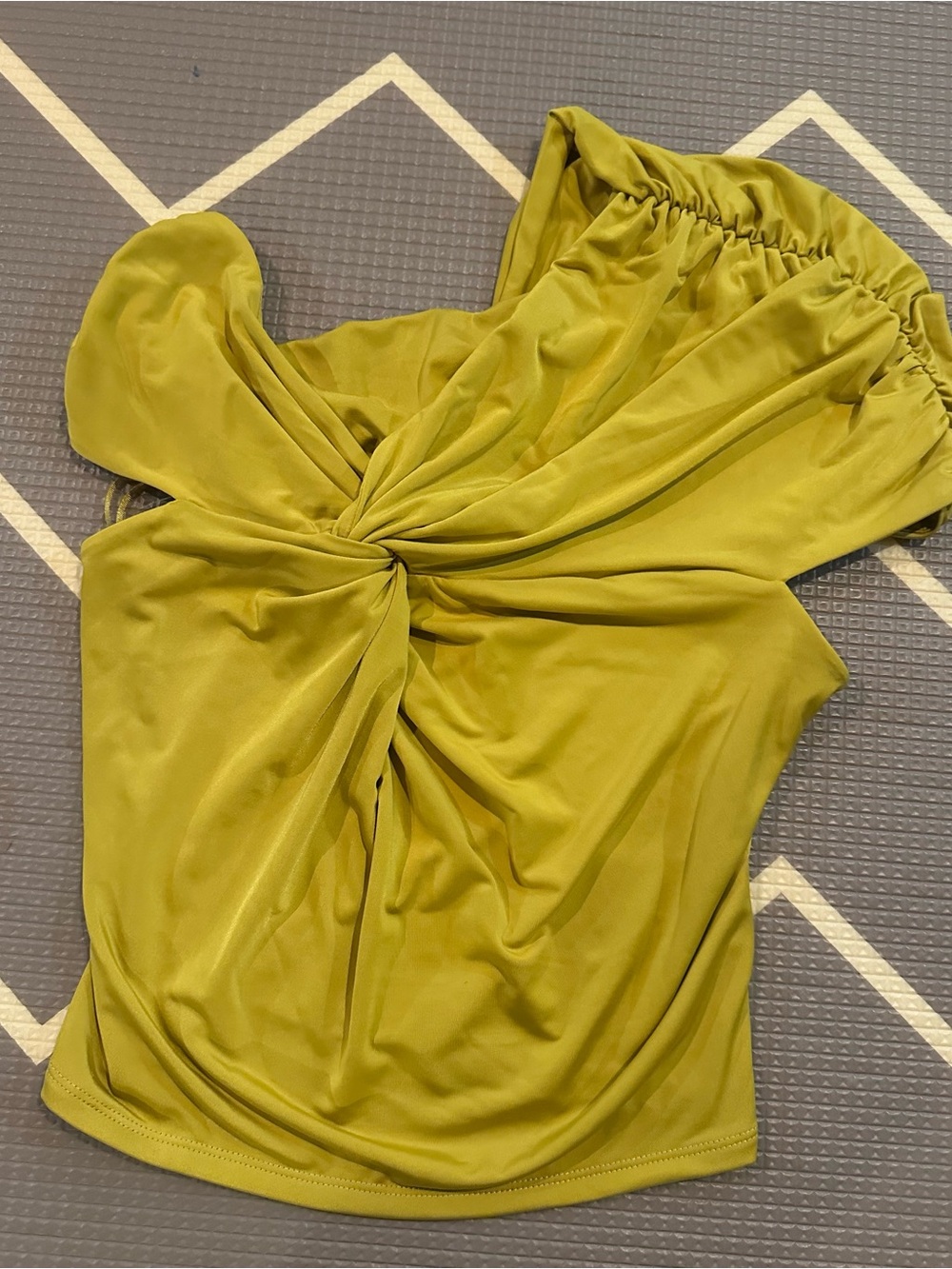 Express Olive Twist-Front One-Shoulder Crop Top. Never worn; only tried on